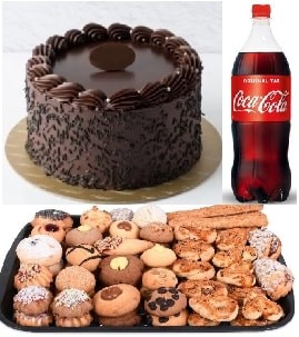 Ekonomik Parti Paketi Çikolatalı Pasta Kuru Pasta ve 1 Lt Cola Siirt pasta