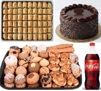 Hafta Sonu Tatlı Keyfi: Pasta Baklava Kuru Pasta ve 1 Lt Kola Seti Siirt pasta